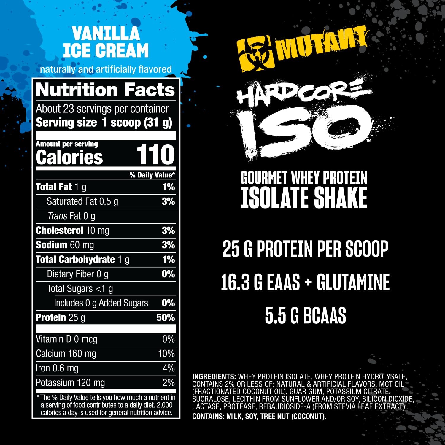 Mutant Hardcore ISO Whey Protein Isolate Powder Acts Fast to Help Recover, Bu…