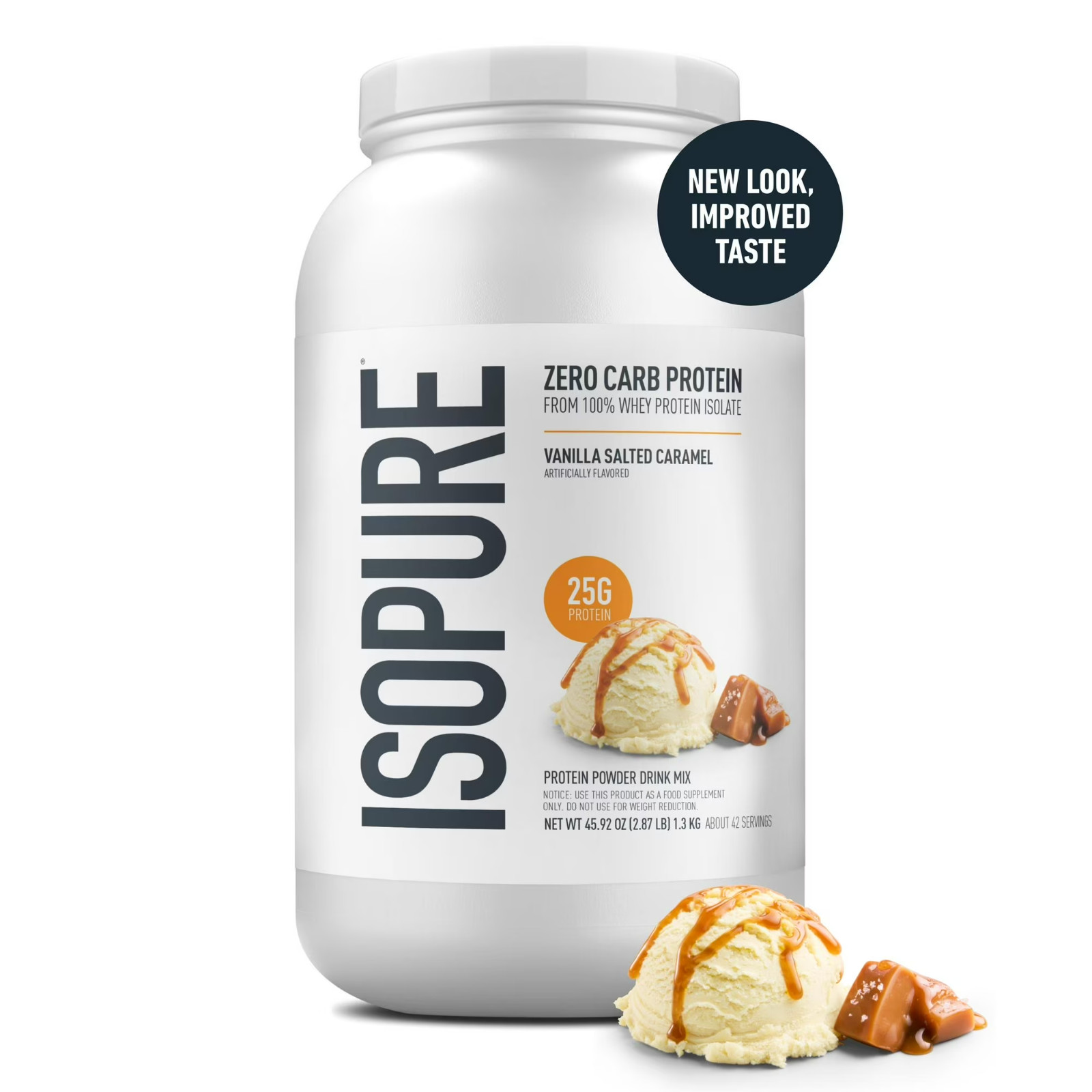 Isopure Zero Carb Whey Protein Isolate Vanilla Salted Caramel 3 lb 25g Protein