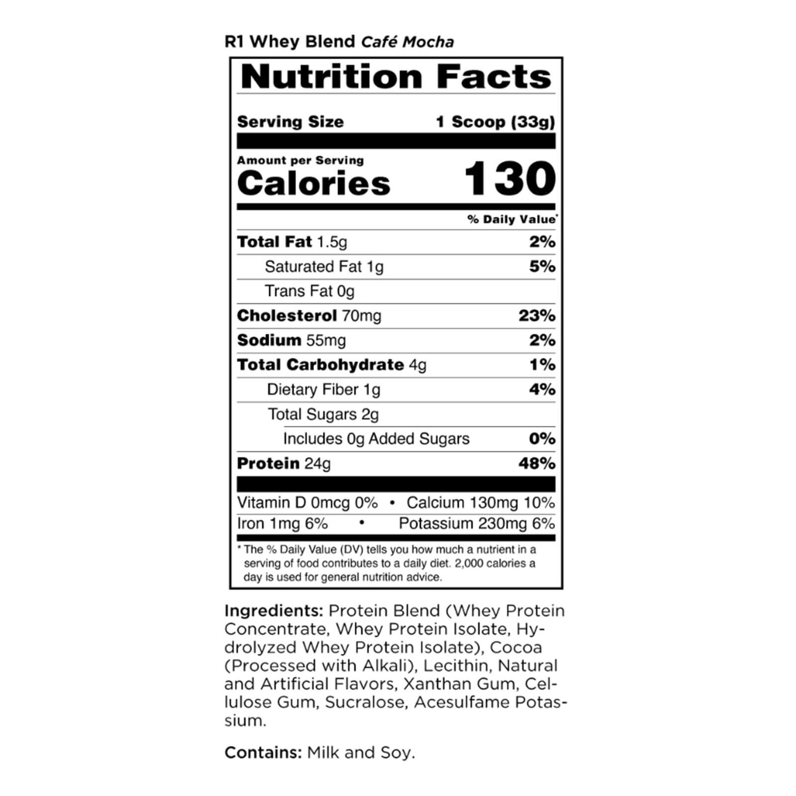 RULE 1 Whey Blend 68 serv Café Mocha 100% Whey Protein Blend 5.02lb