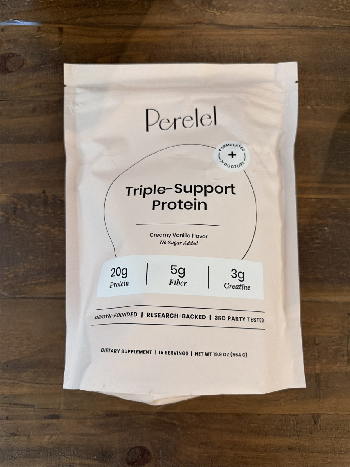 Perelel Triple-Support Protein Fiber Creatine Powder Zero Sugar Vanilla 19.9 oz