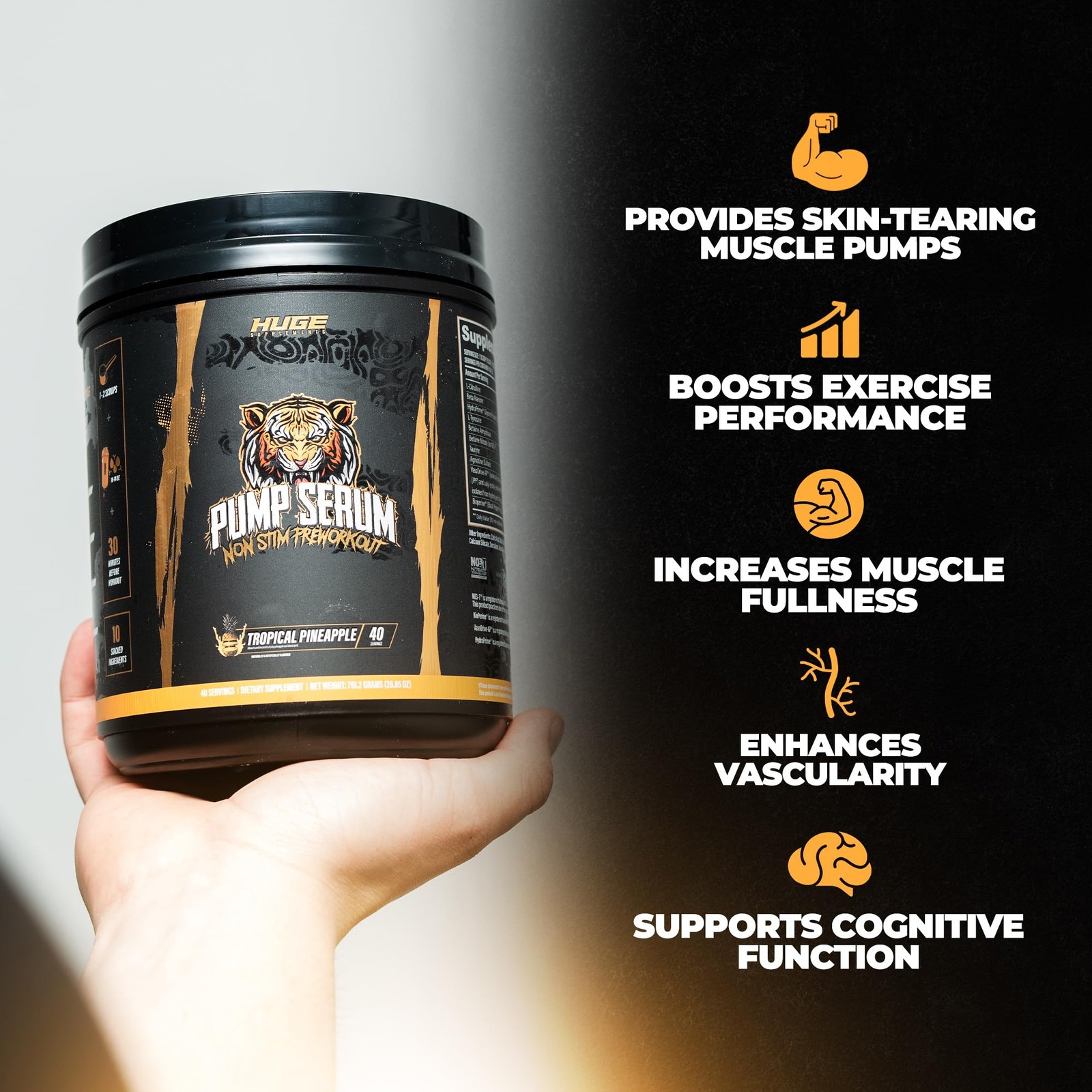 Huge Supplements Pump Serum Non-Stim Pre-Workout For Pumps Performance