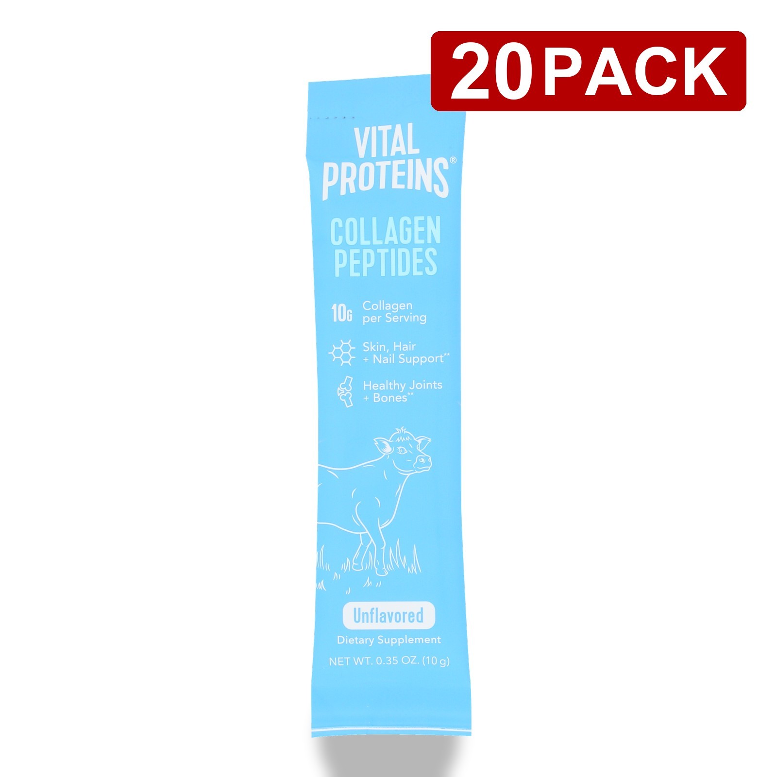 Unflavored Collagen Peptide Dietary Supplement Stick By Vital Proteins 20 Pack