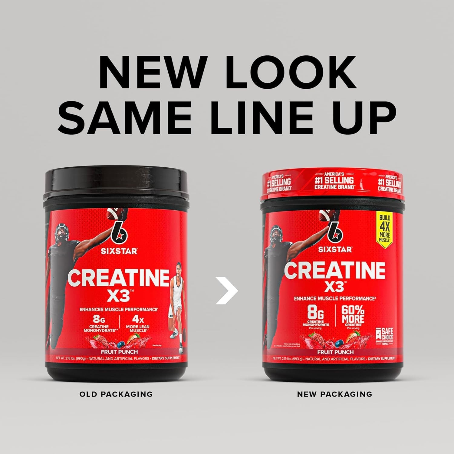 Six Star Creatine Monohydrate Powder, X3 (Fruit Punch) – Flavored Creatine HCl P