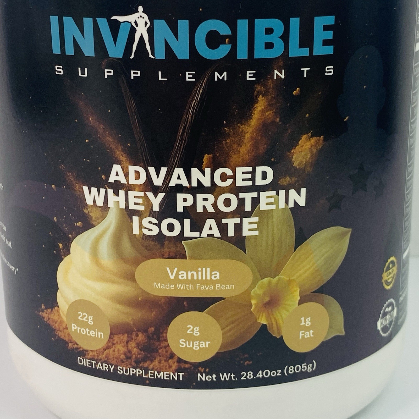 Invincible Supplements Advanced Whey Protein Isolate (VANILLA) 28.4 Oz 805g NEW!