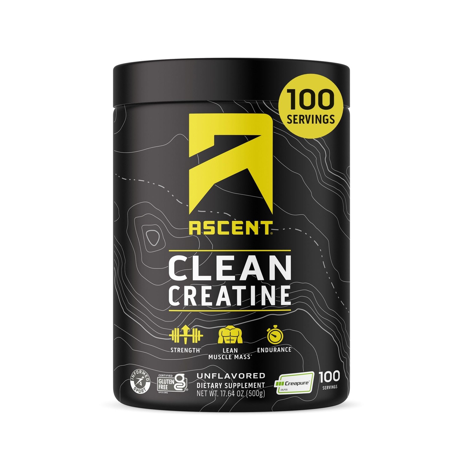 Ascent Clean Creatine Monohydrate Powder – 5G Per 100 Servings (Pack of 1)
