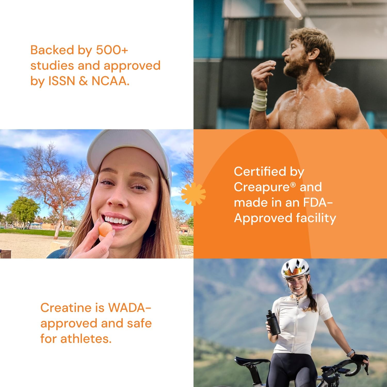 Create Creatine Monohydrate Gummies 1.5g Vegan Focus Strength 90ct Orange