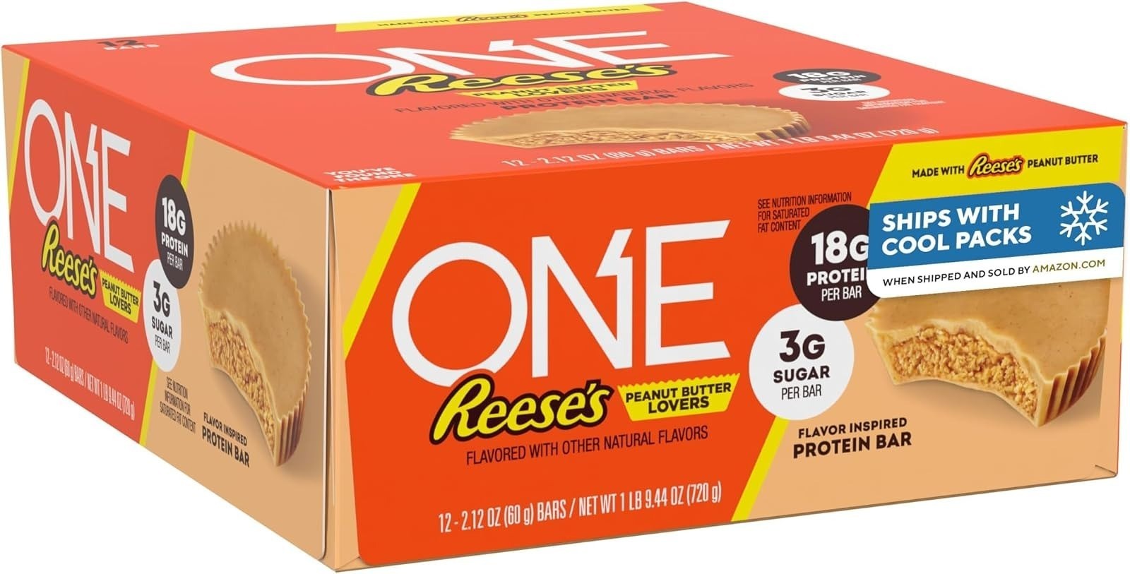 ONE Reese’s Peanut Butter Protein Bar, 18g Protein, Gluten Free, 12 ct