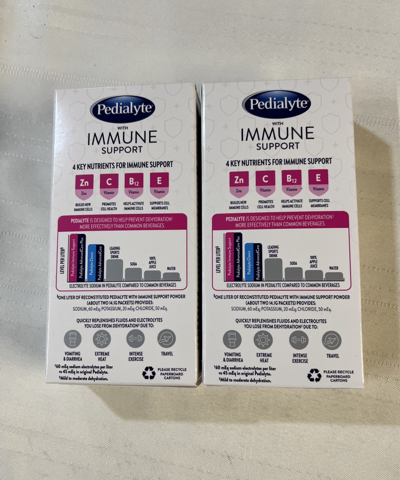 2Pedialyte, Electrolyte Drink Immune Support Mixed Berry Berry Powder, 6 Count,