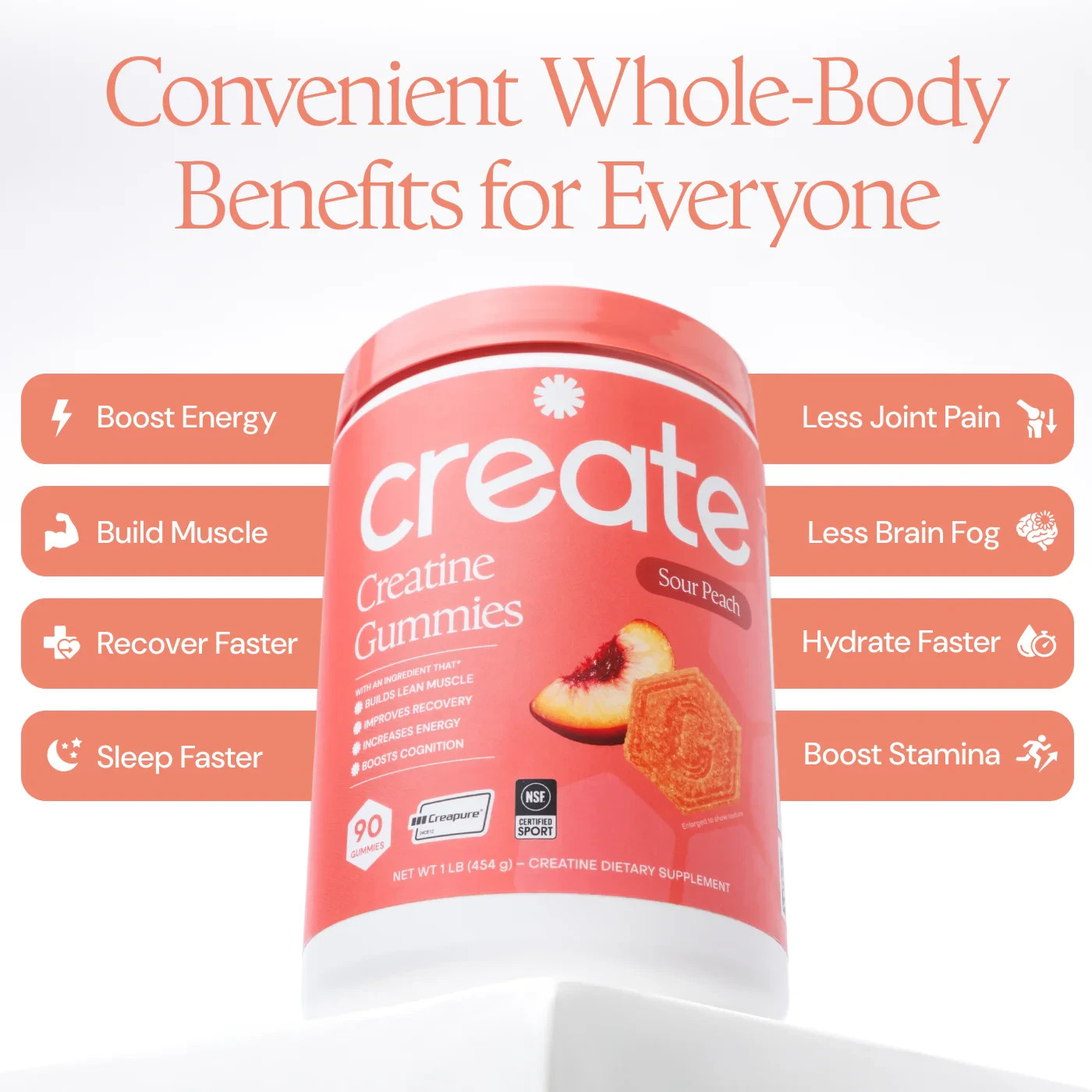 Create Creatine Monohydrate Gummies – Sour Peach