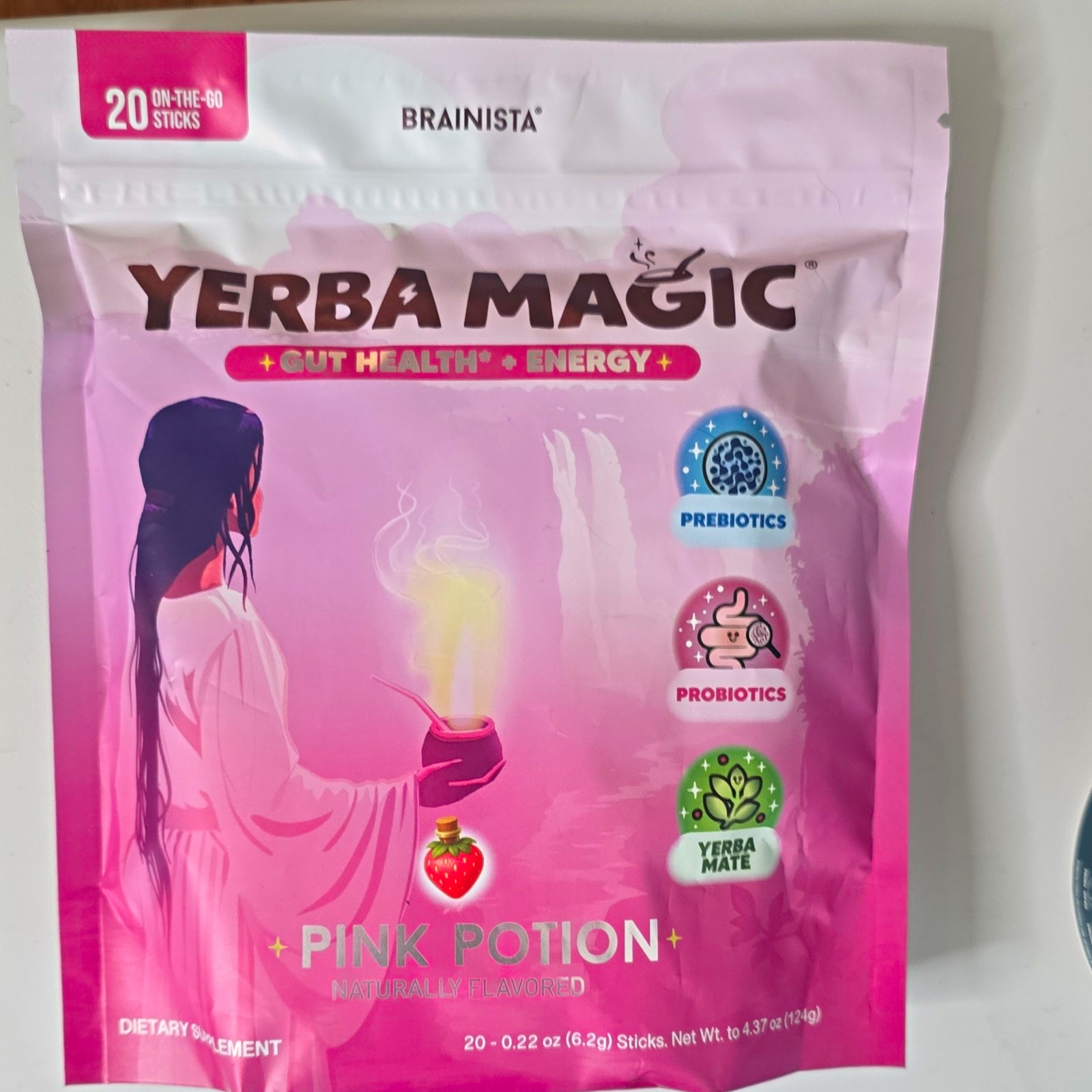 Yerba Magic Pink Potion Energy Drink Mix Pre/Probiotics 20 Sticks 4.37 oz