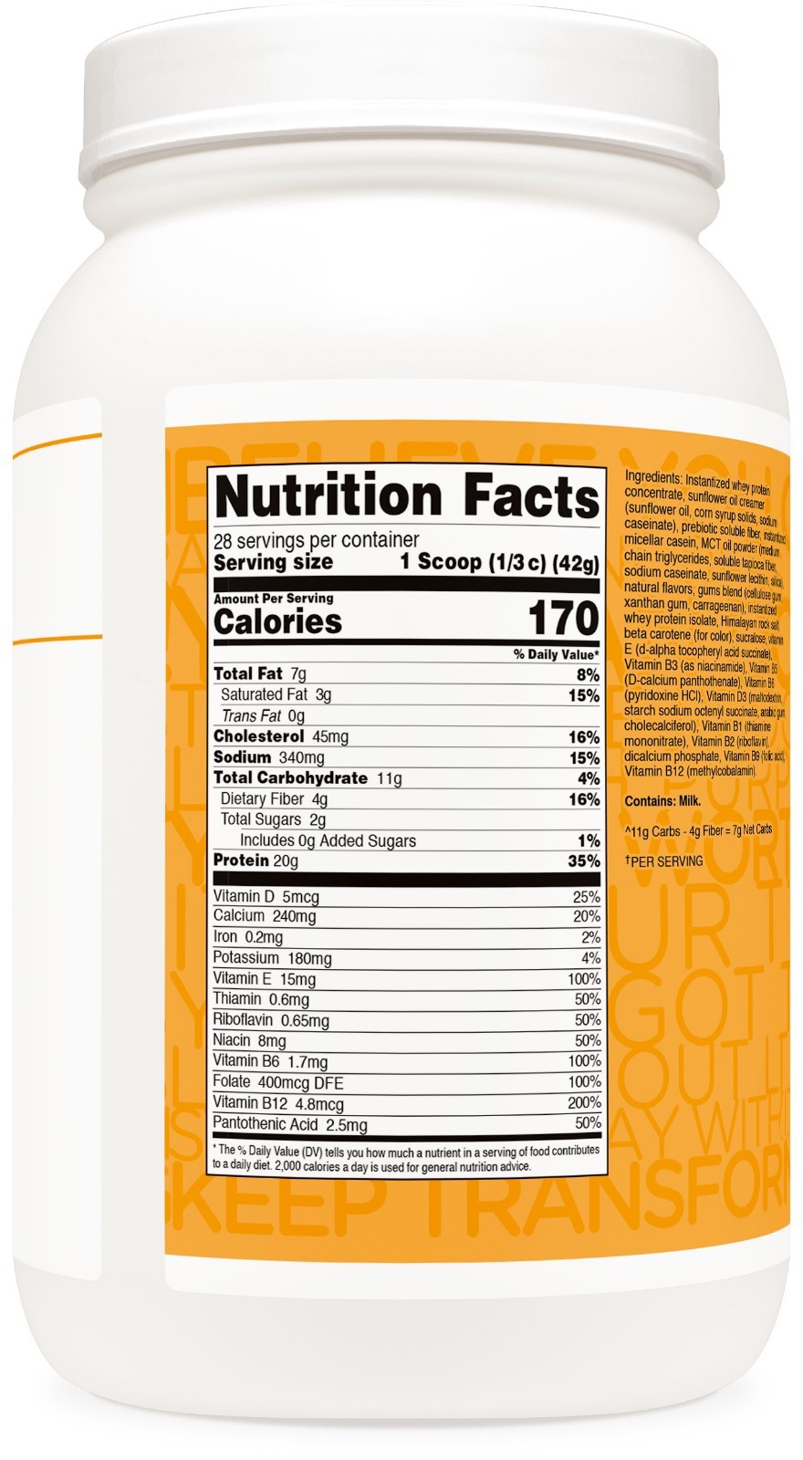 TransformHQ Meal Replacement Shake Powder 28 Servings (Orange Cream)