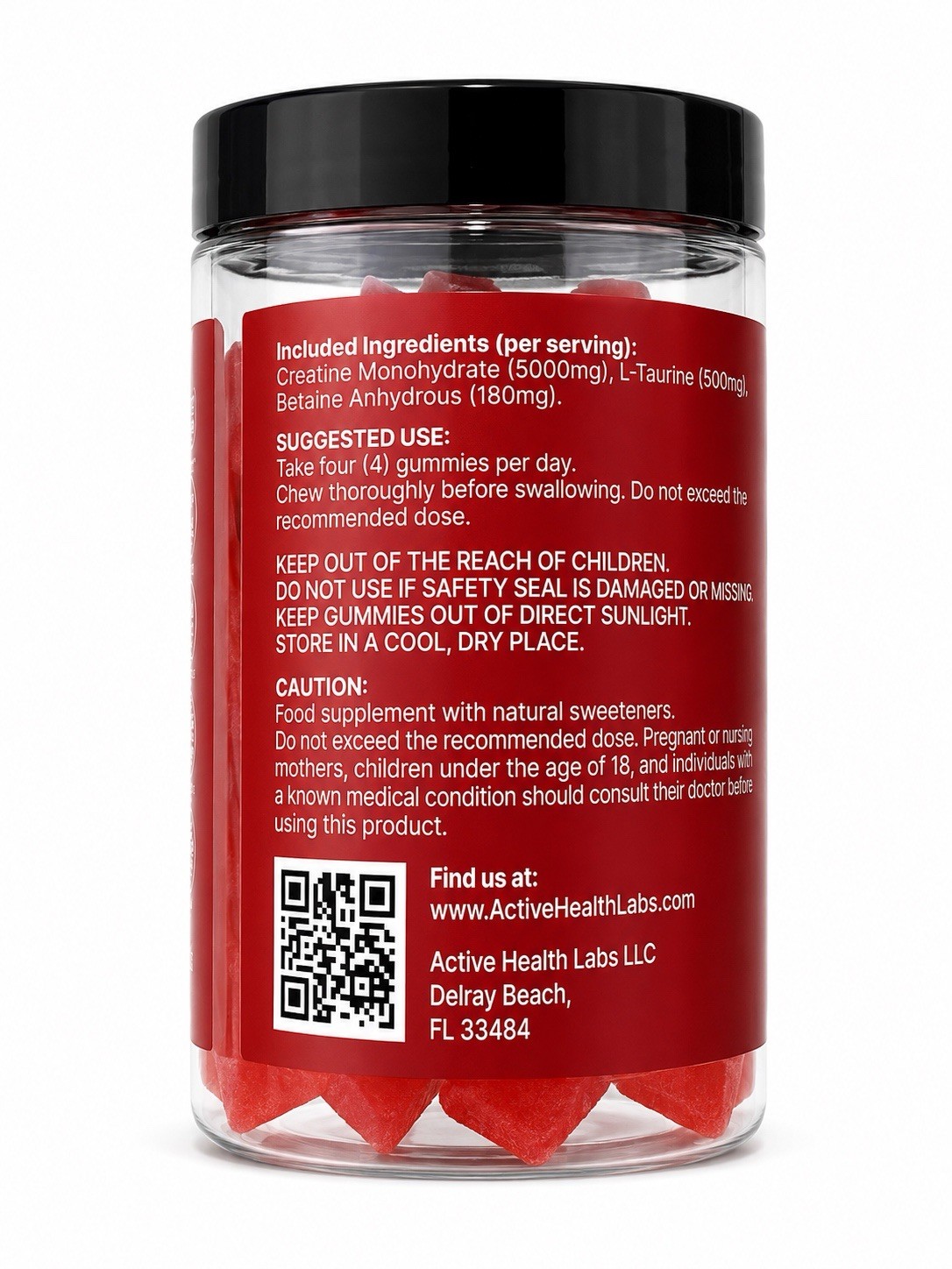 Active Health Labs Creatine Gummies Mixed Berry 5000mg Sugar-Free 120 Ct