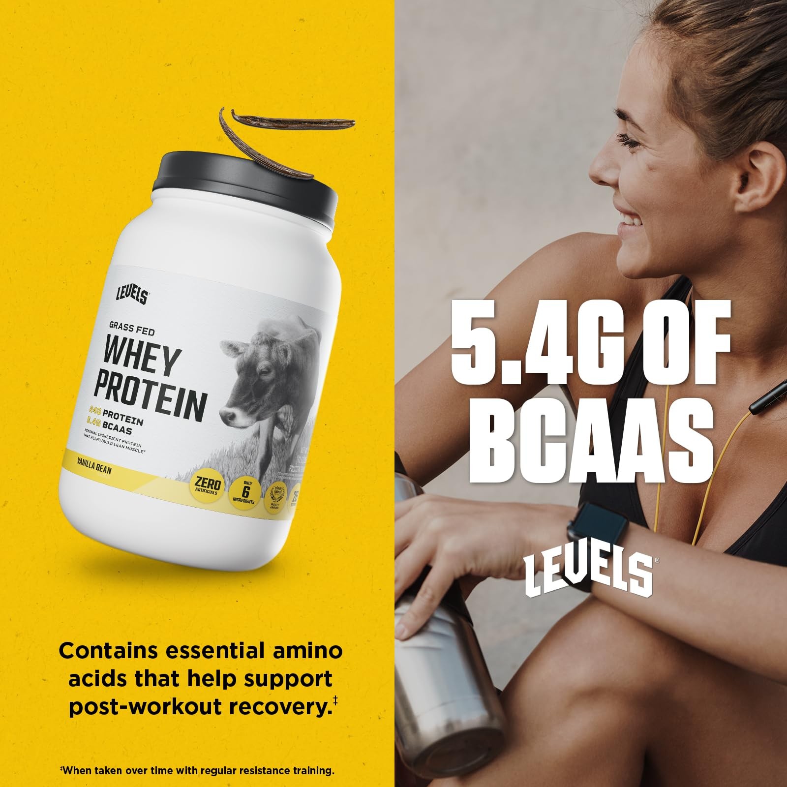 Levels Grass Fed Whey Protein Powder, No Artificials, 24G of Protein, Vanilla…