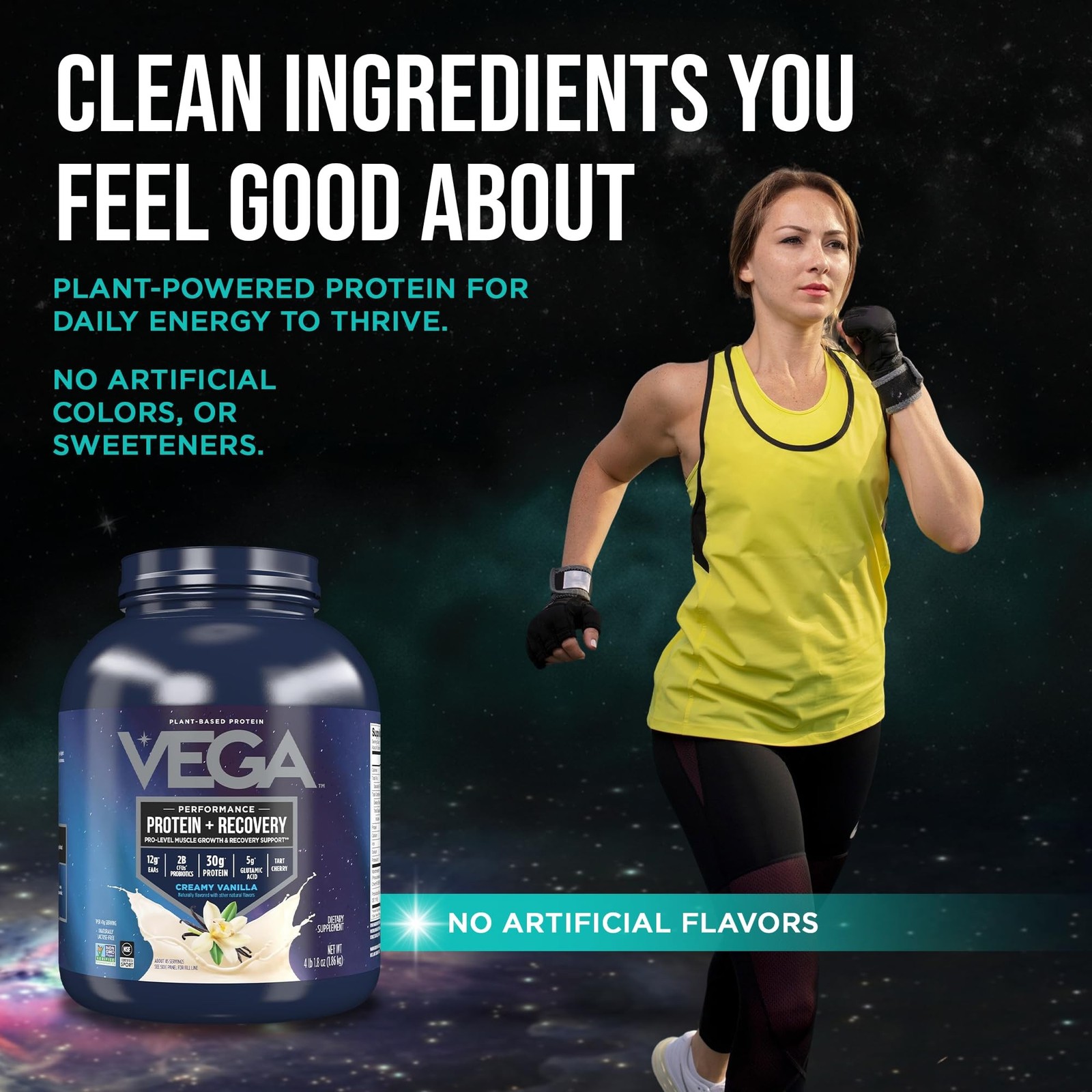 Vega Protein + Recovery, Vanilla – 30g Vegan Protein, Dairy & Gluten Free,