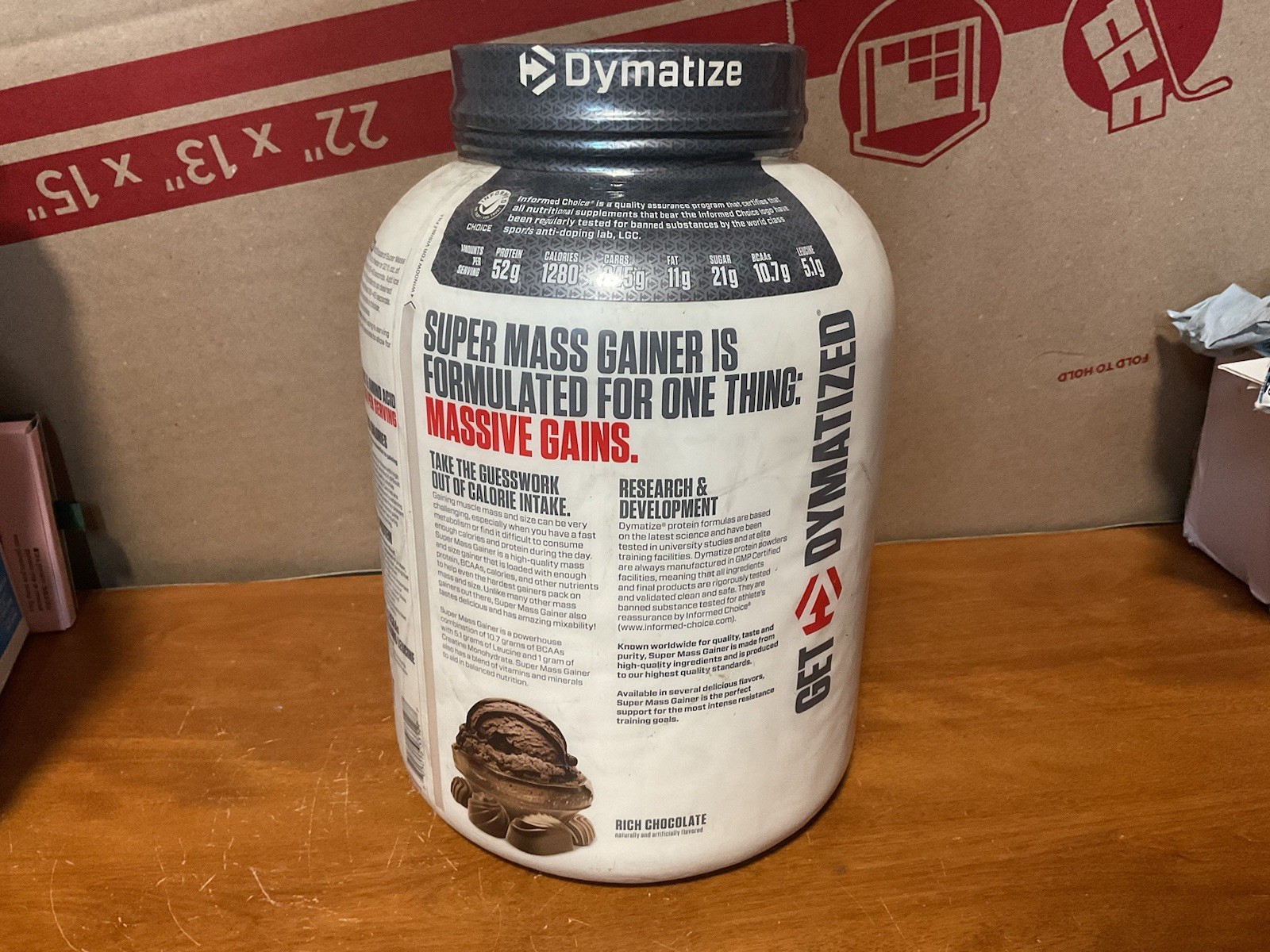 Pair Of Dymatize Super Mass Gainer Protein Powders, Rich Chocolate