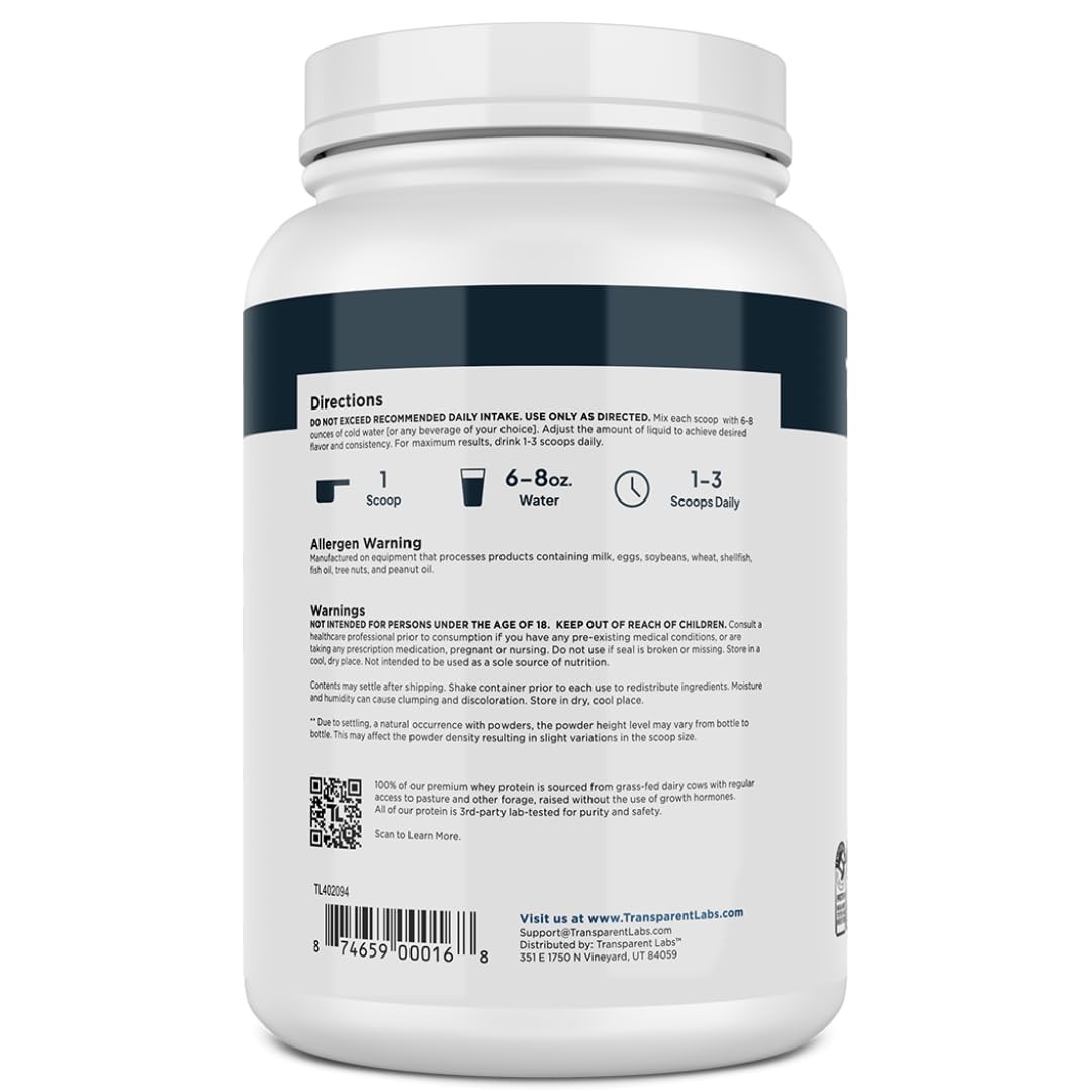 Transparent Labs Grass-Fed Whey Protein Isolate – Naturally Flavored Gluten F…