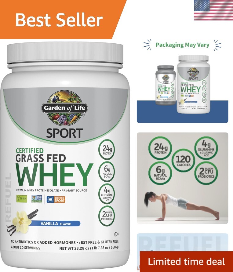 Non-GMO Vanilla Whey Protein Isolate – 20 Servings, Best Post-Workout Recovery