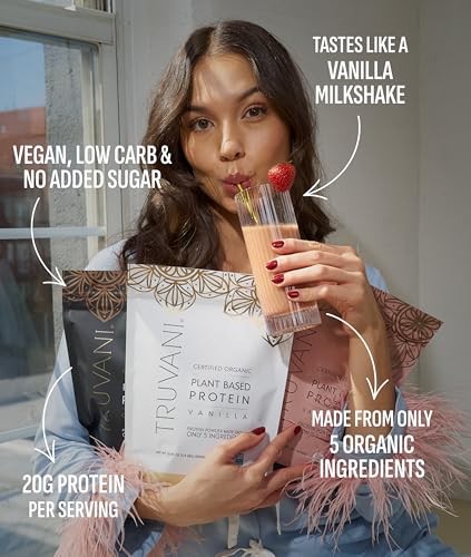 Truvani Organic Vanilla Protein Powder 10 Pack, 10.20 Ounce