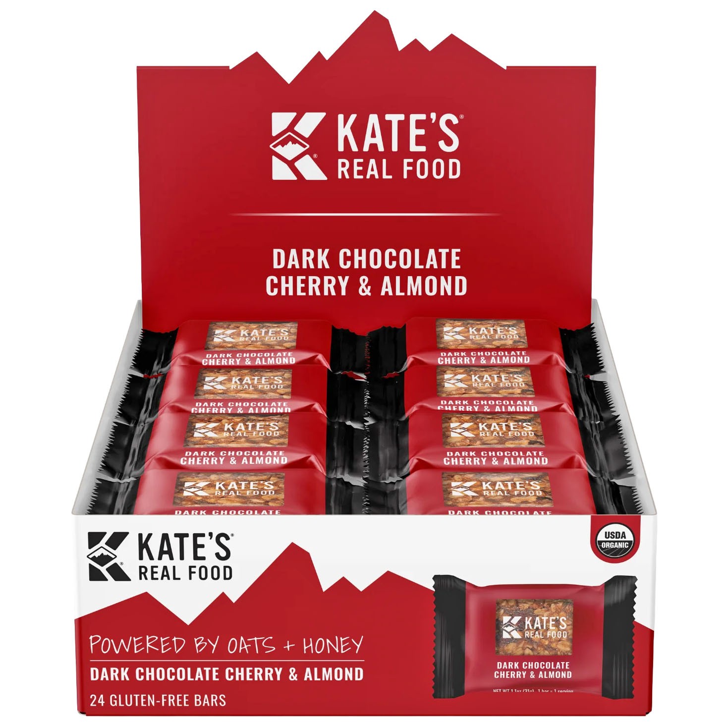 Kate’s Real Food Mini Bar 1.1oz – Gluten-Free, Non-GMO Dark Chocolate Cherry