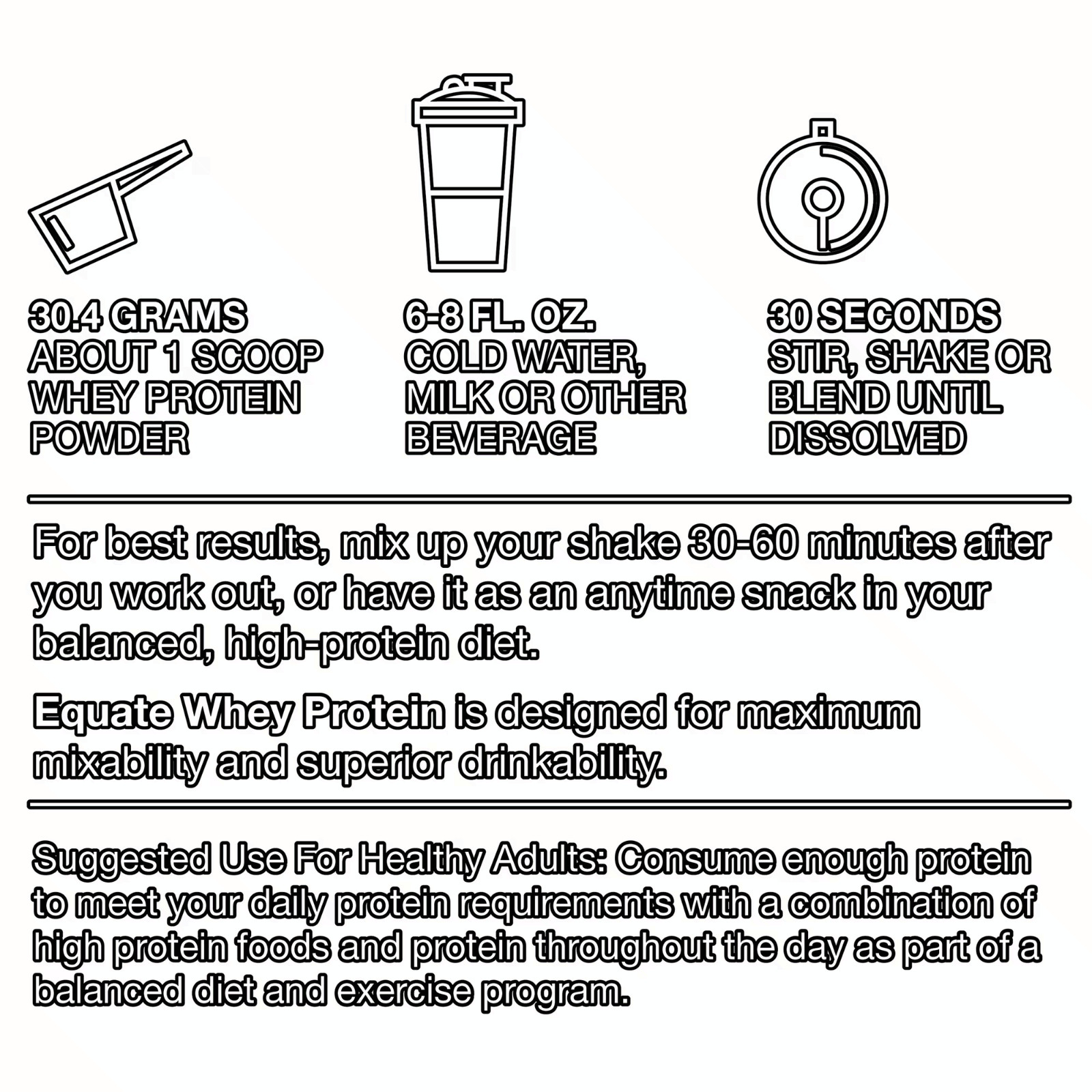 2P Equate Whey Protein Powder, Rich Chocolate, 24 oz
