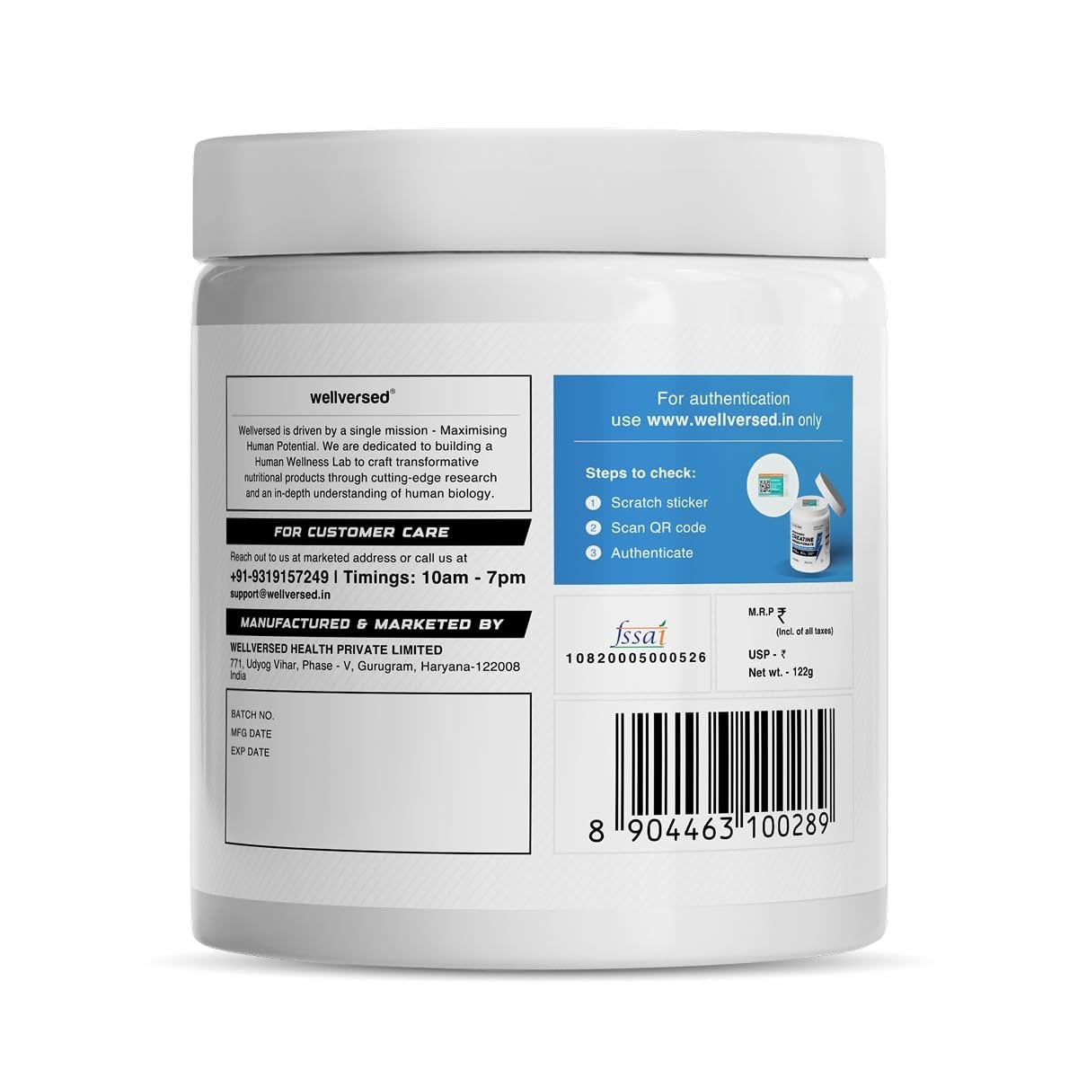 Wellcore Micronised Creatine Monohydrate 122g | 100% Pure | Tropical Tango