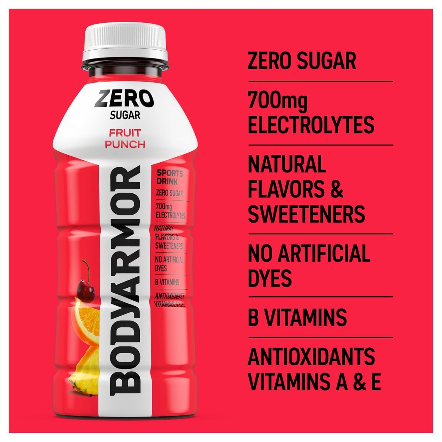 6 Pack Zero Sugar Fruit Punch Sports Drink – Hydration with Electrolytes, 16 Oz