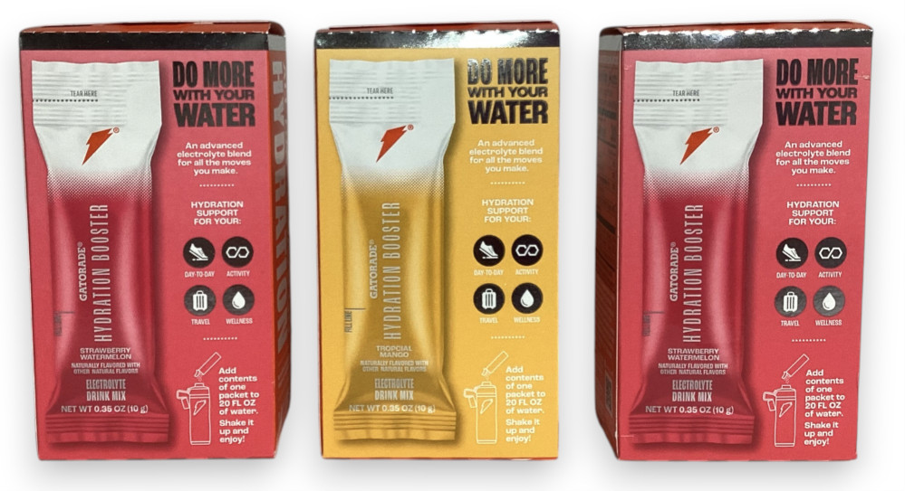 Gatorade Hydration Booster Electrolyte Powder Drink Mix 3 Pack (18 Sticks Total)