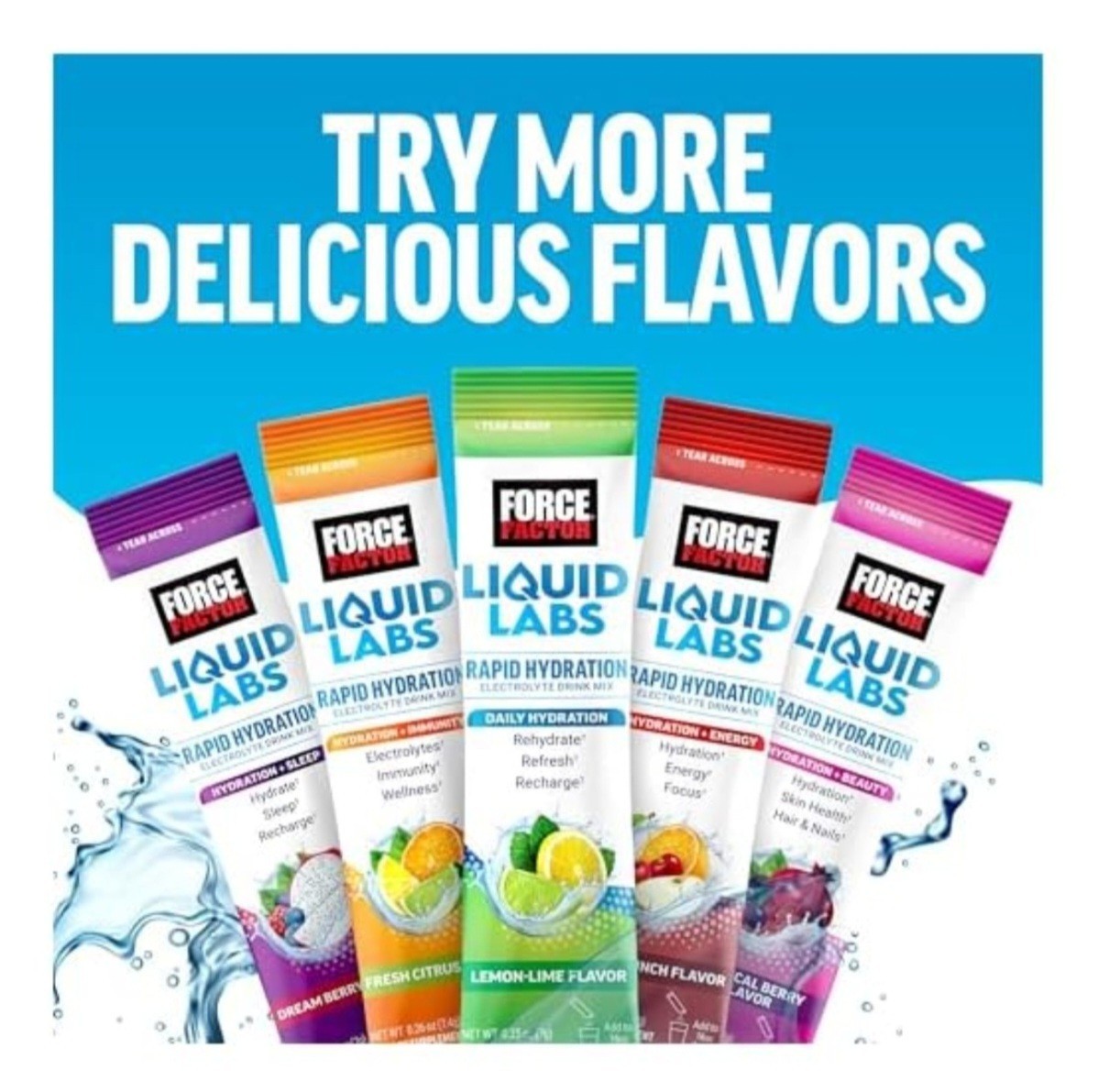 Force Factor Rapid Hydration Electrolyte Powder Sticks Tropical Fruit 20ct