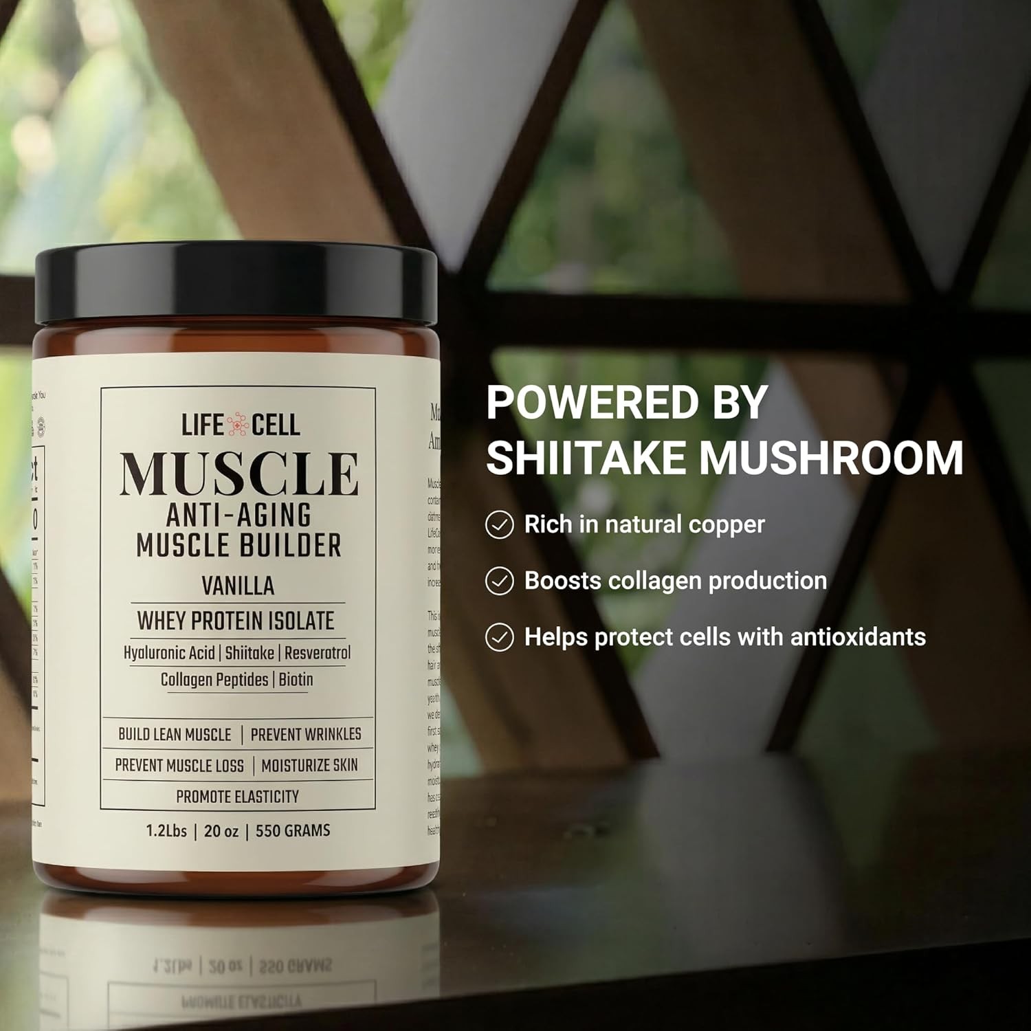 Whey Protein Powder Vanilla 550g Collagen Hyaluronic Acid No Sugar Added