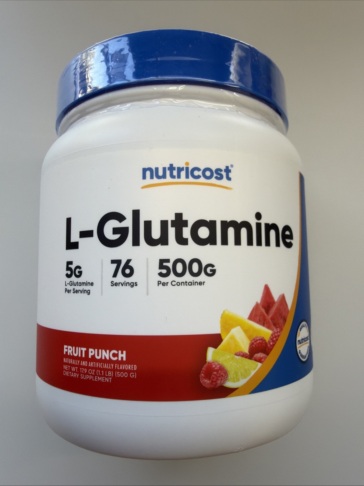 Nutricost L-Glutamine Amino Acid Powder Fruit Punch 500g 76 Servings 5g
