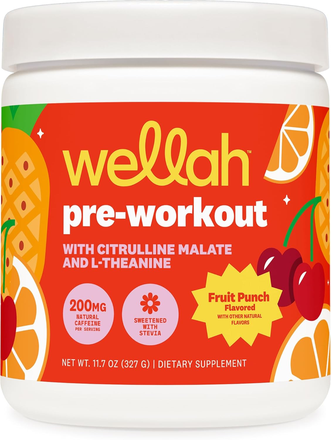 Pre-Workout Drink Mix (Fruit Punch Flavored, 30 Servings) – with Citrulline Mala