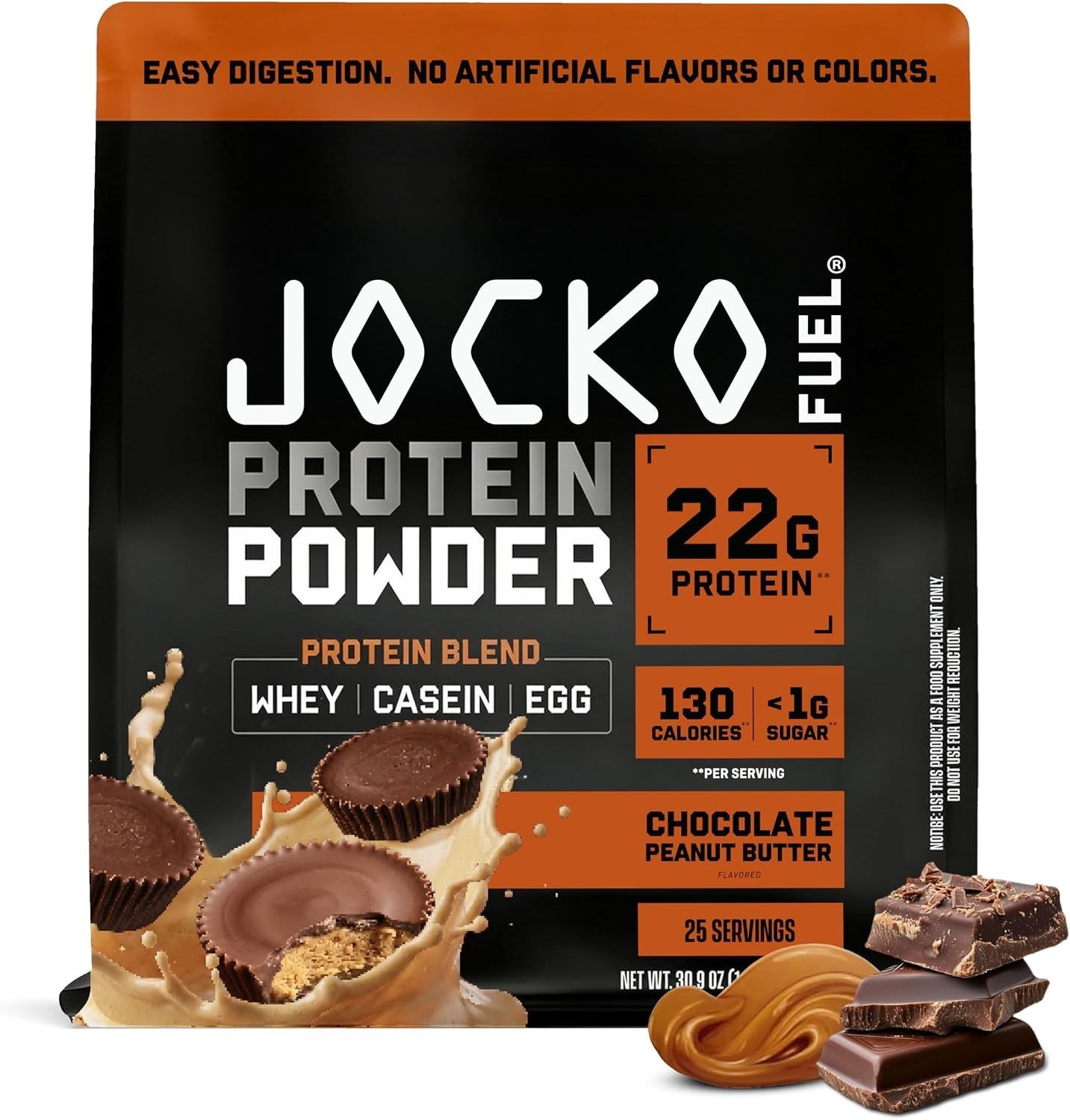 Jocko Fuel Whey Protein Powder Chocolate Peanut Butter 22g Protein 25 Servings