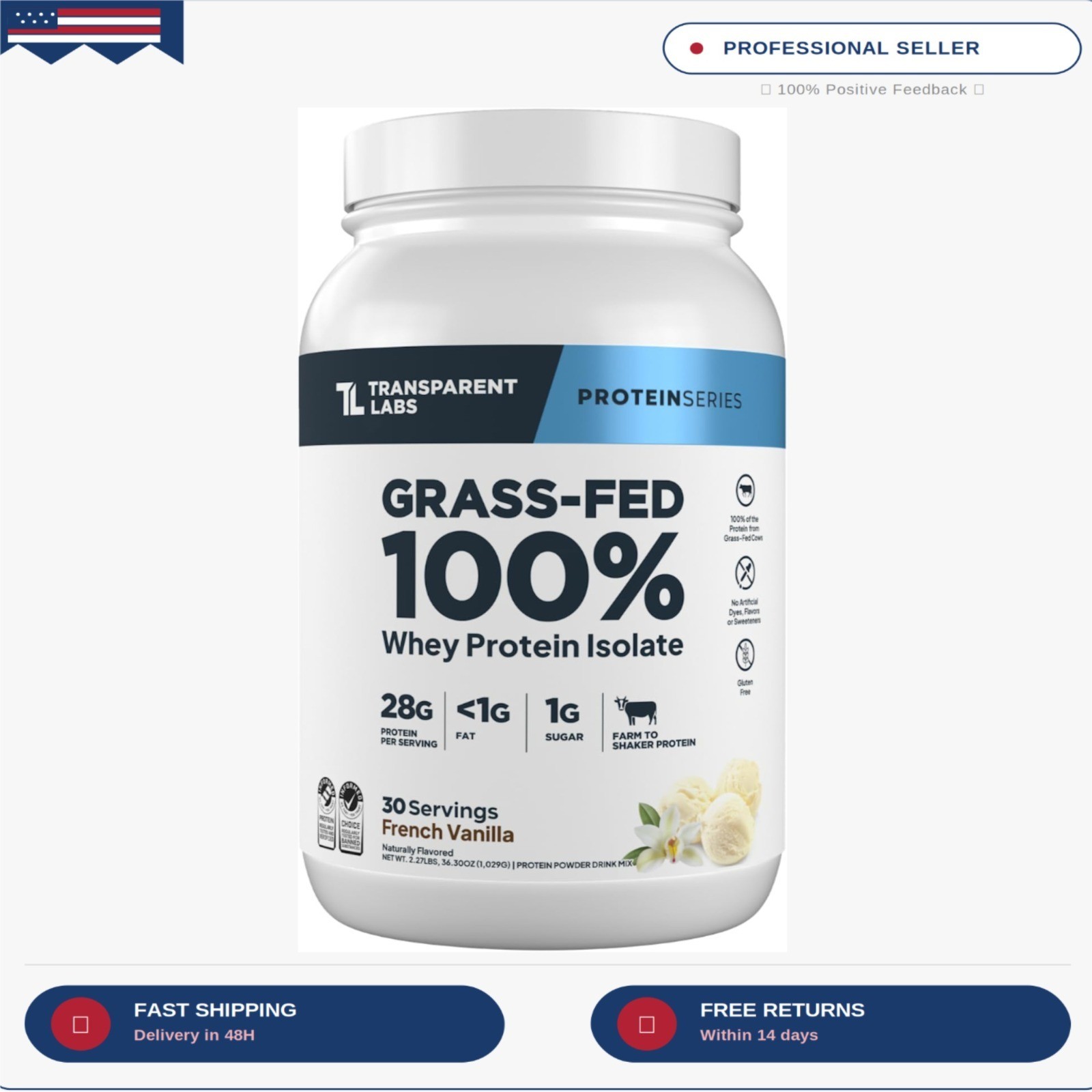Transparent Labs Grass-Fed Whey Protein Isolate – Naturally Flavored, Gluten Fre