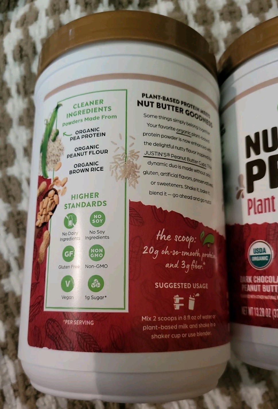 2 Orgain Nut Butter Protein Dark Chocolate Peanut Butter 13.28oz -EXP: 2/27+
