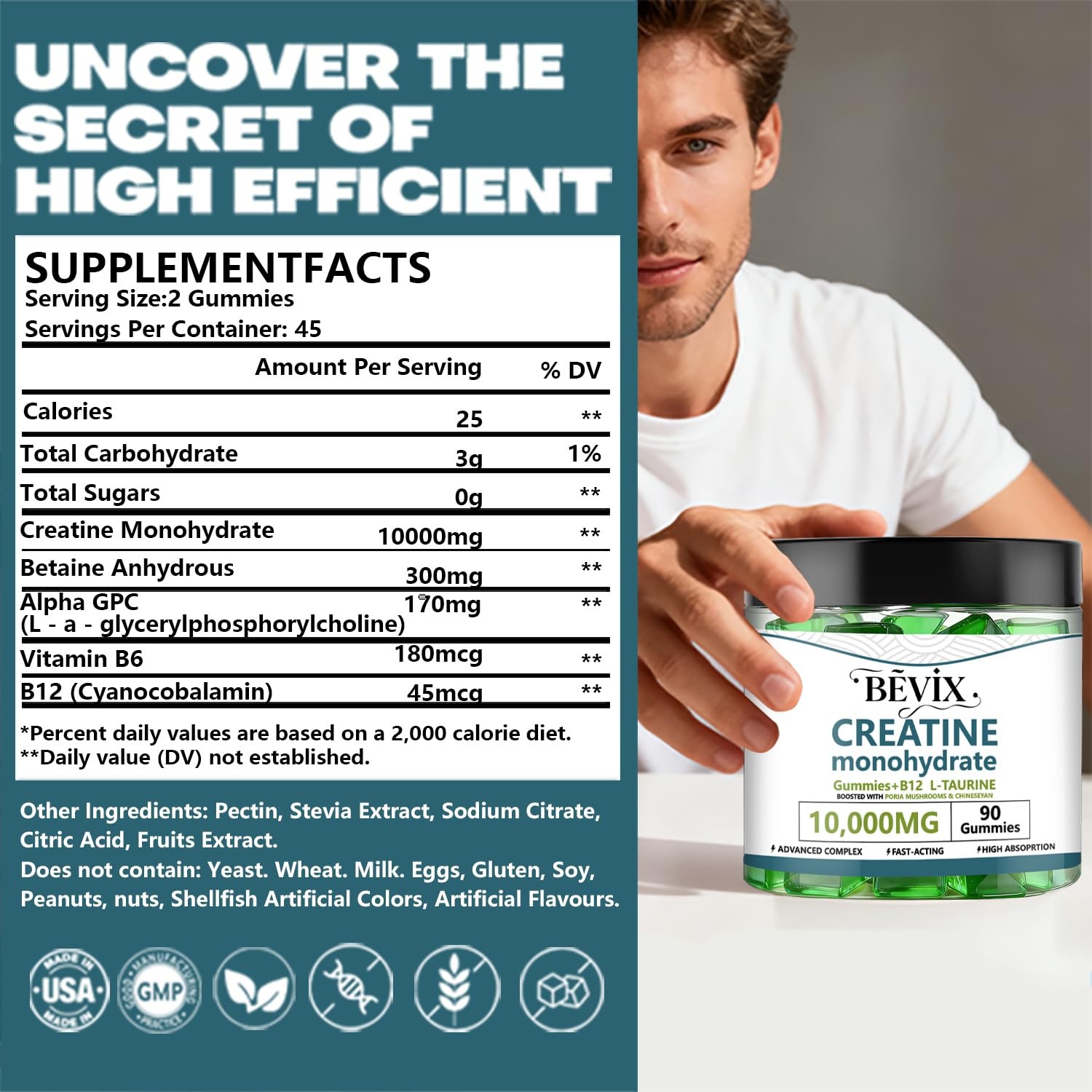 Creatine Gummies, Potent creatine monohydrate Gummies,for Energy Boost, Incre…