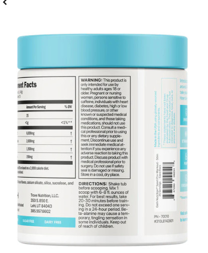 Oath Nutrition Pre-Workout Sport Coco Razz 25 servings Best by:9/24/2026