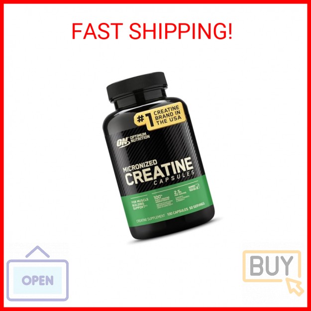 Optimum Nutrition Micronized Creatine Monohydrate Capsules, Keto Friendly, 2500m