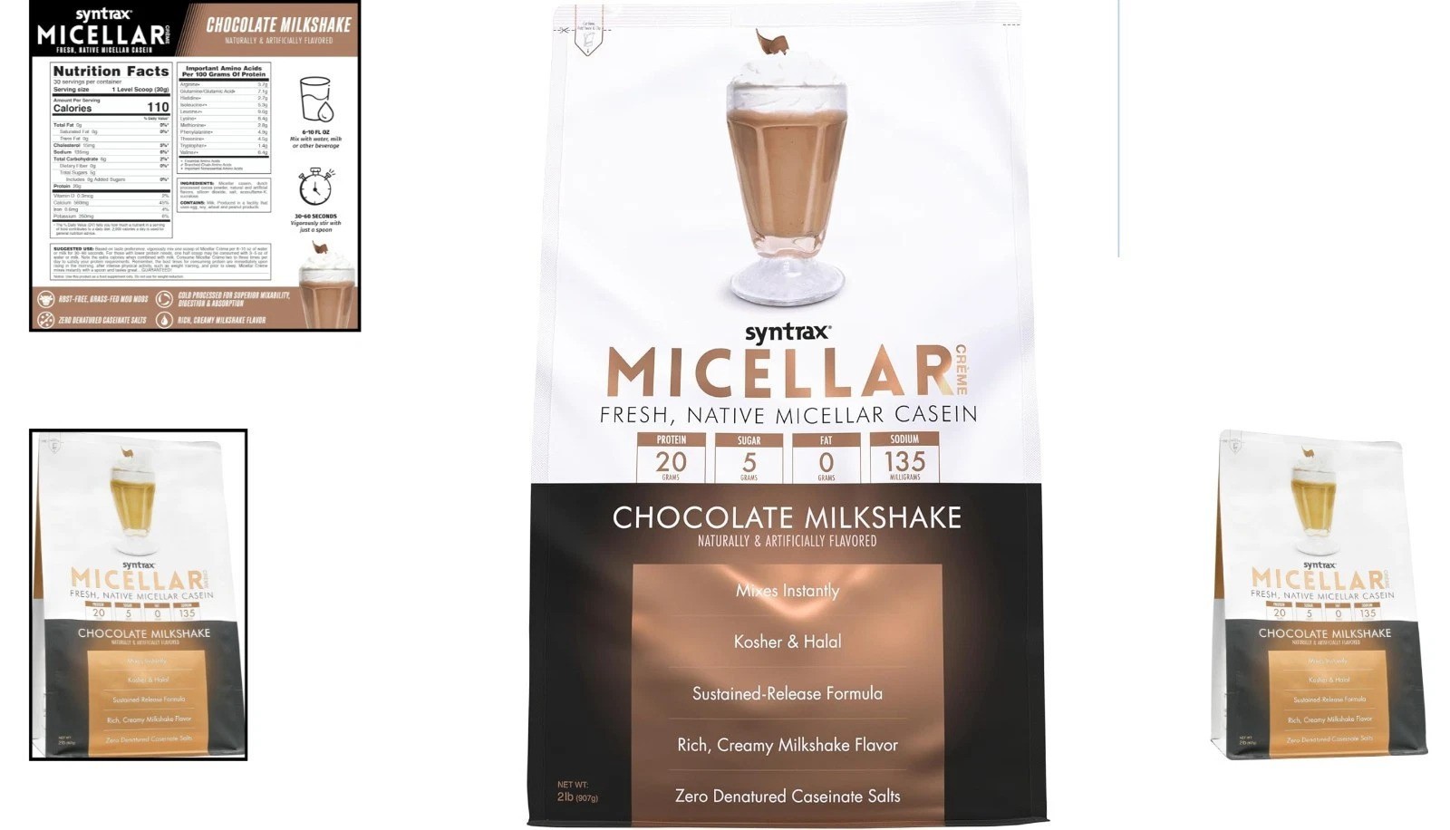 Native Micellar Casein Protein – 2 lb Chocolate Milkshake for Muscle Recovery