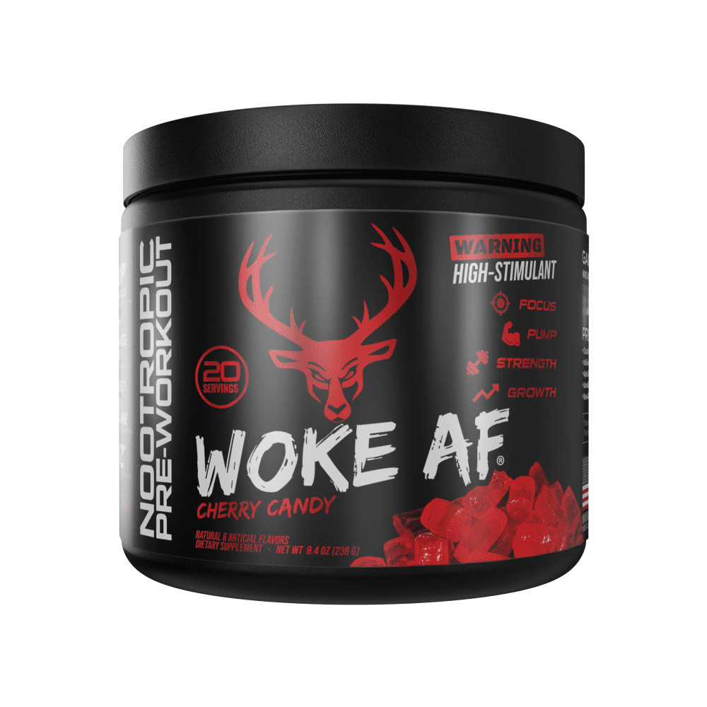 Bucked Up Woke AF Pre-Workout Powder, Increased Energy, Cherry Candy