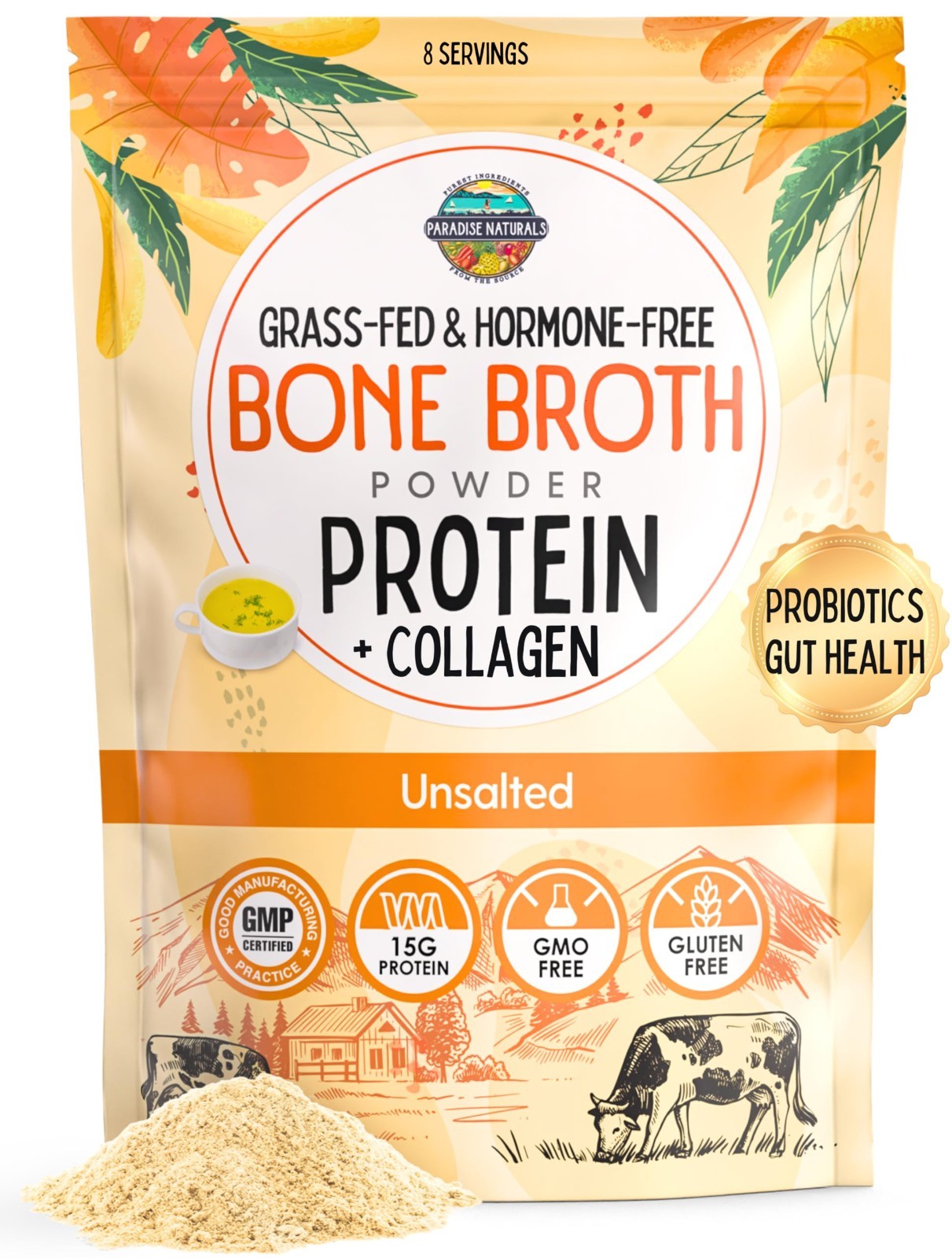100% Grass-Fed Chocolate Bone Broth Protein Powder with Trial (8 Servings)