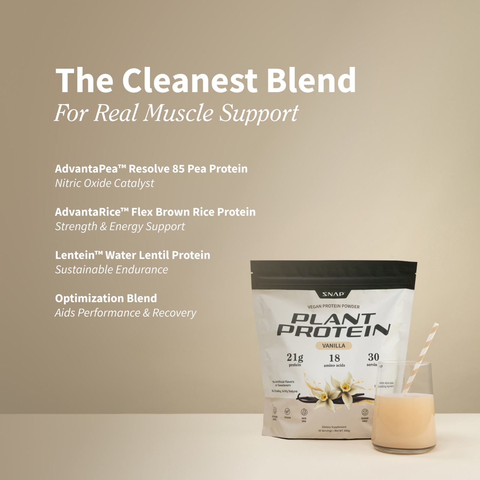 Vegan Plant Protein Organic Powder, Muscle Builder & Recovery Vanilla – 2lbs