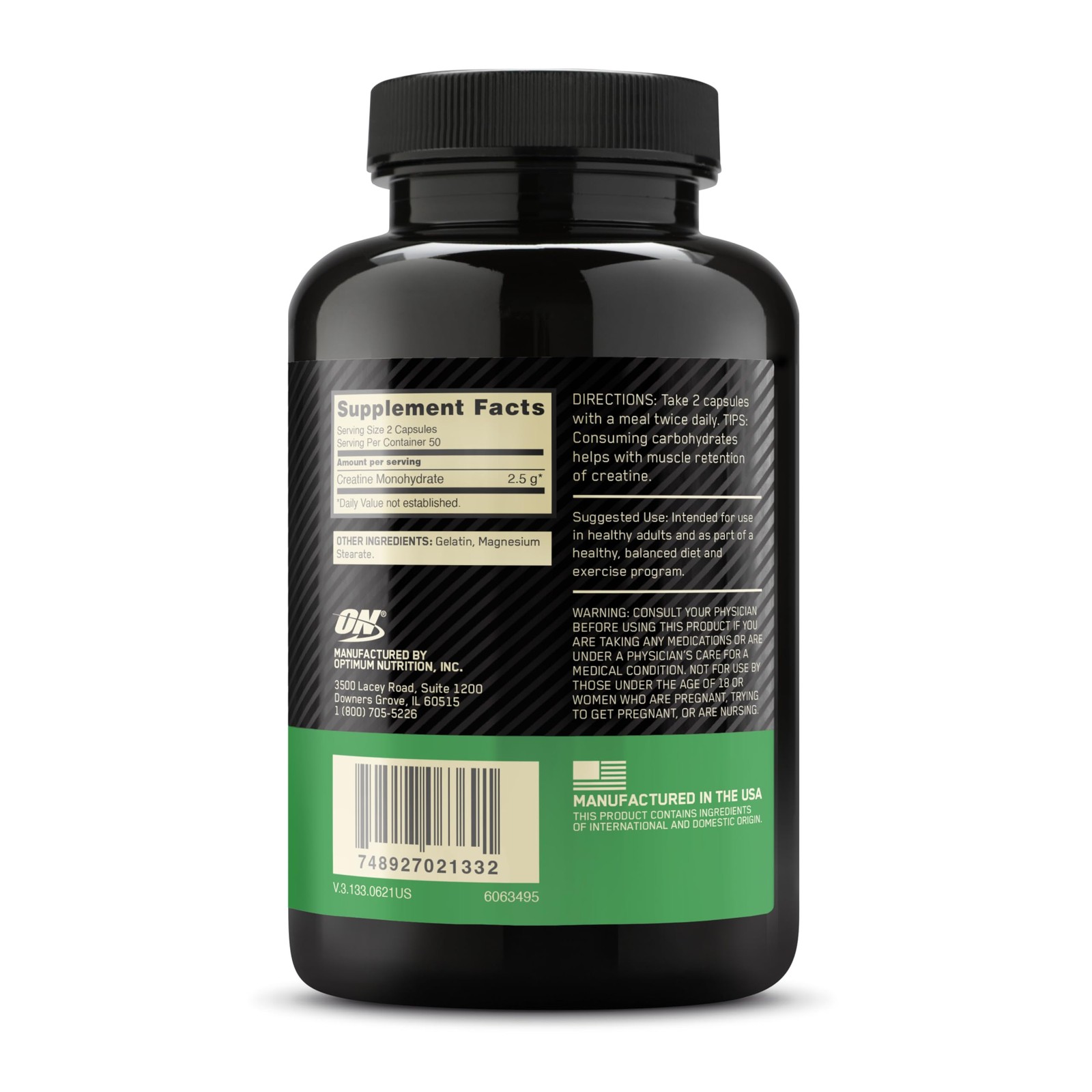 Optimum Nutrition Creatine, Micronized Creatine 100 Count (Pack of 1), White