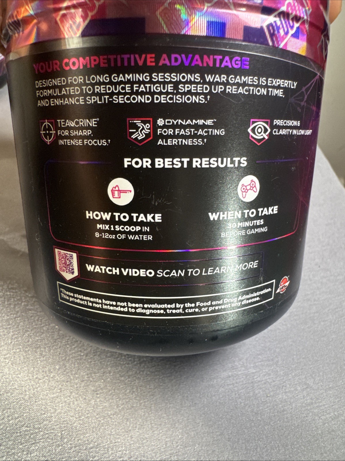 Lot 2 REDCON1 War Games Gaming Focus Nootropic Powder 30 Servings Pregame