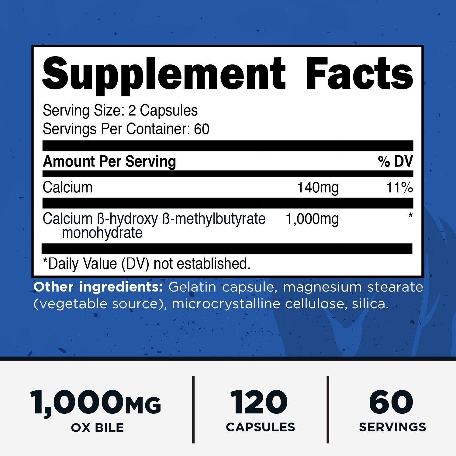 Primal HMB (1000mg, 120 Capsules) | Athlete Formula, Gluten-Free, 60 Servings
