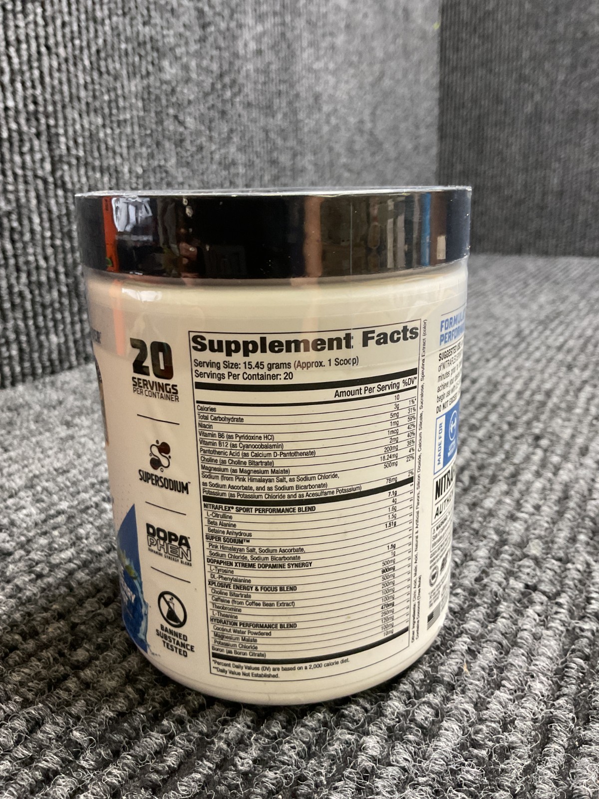 Nitraflex Sport Pre-Workout Powder 20 Servings – Blue Raspberry Exp 07/2027