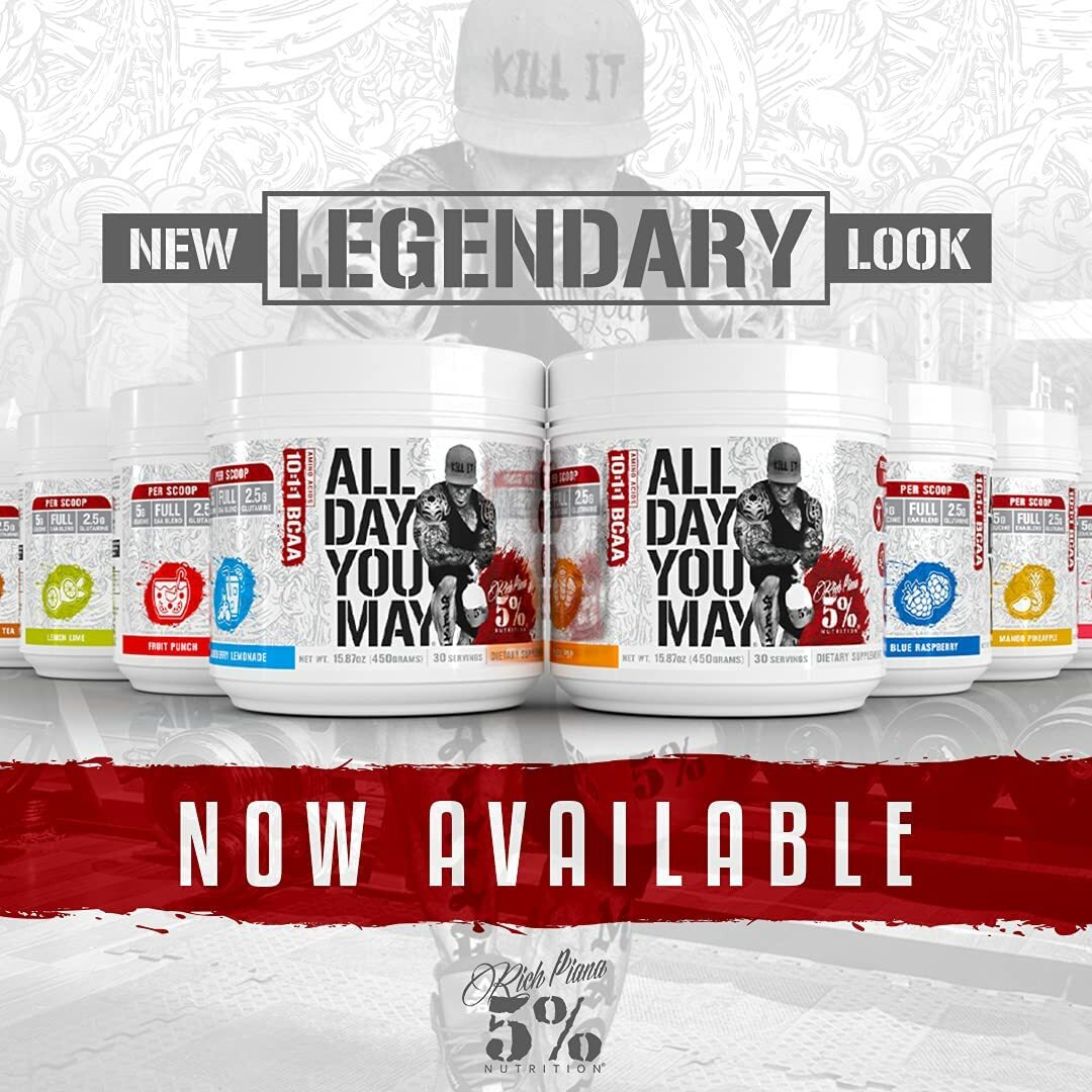 5% Nutrition Rich Piana All Day You May BCAA ALL FLAVORS LEGENDARY 💪 AMINOS