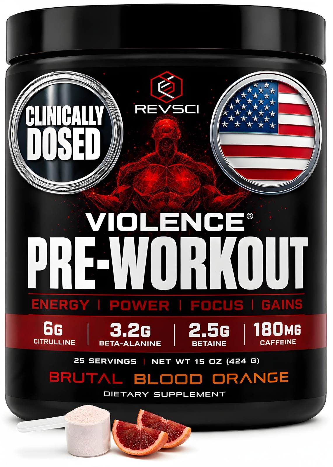 Pre Workout Powder for Energy & Focus, 180mg Caffeine, L-Theanine, Beta Alanine