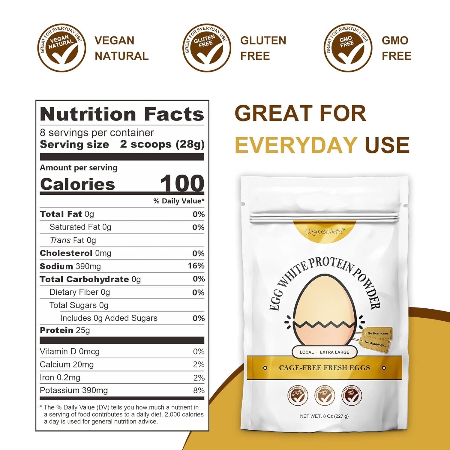 Egg White Protein Powder 8 Oz Cage Free Pasteurized Dried Egg Whites Gluten Free