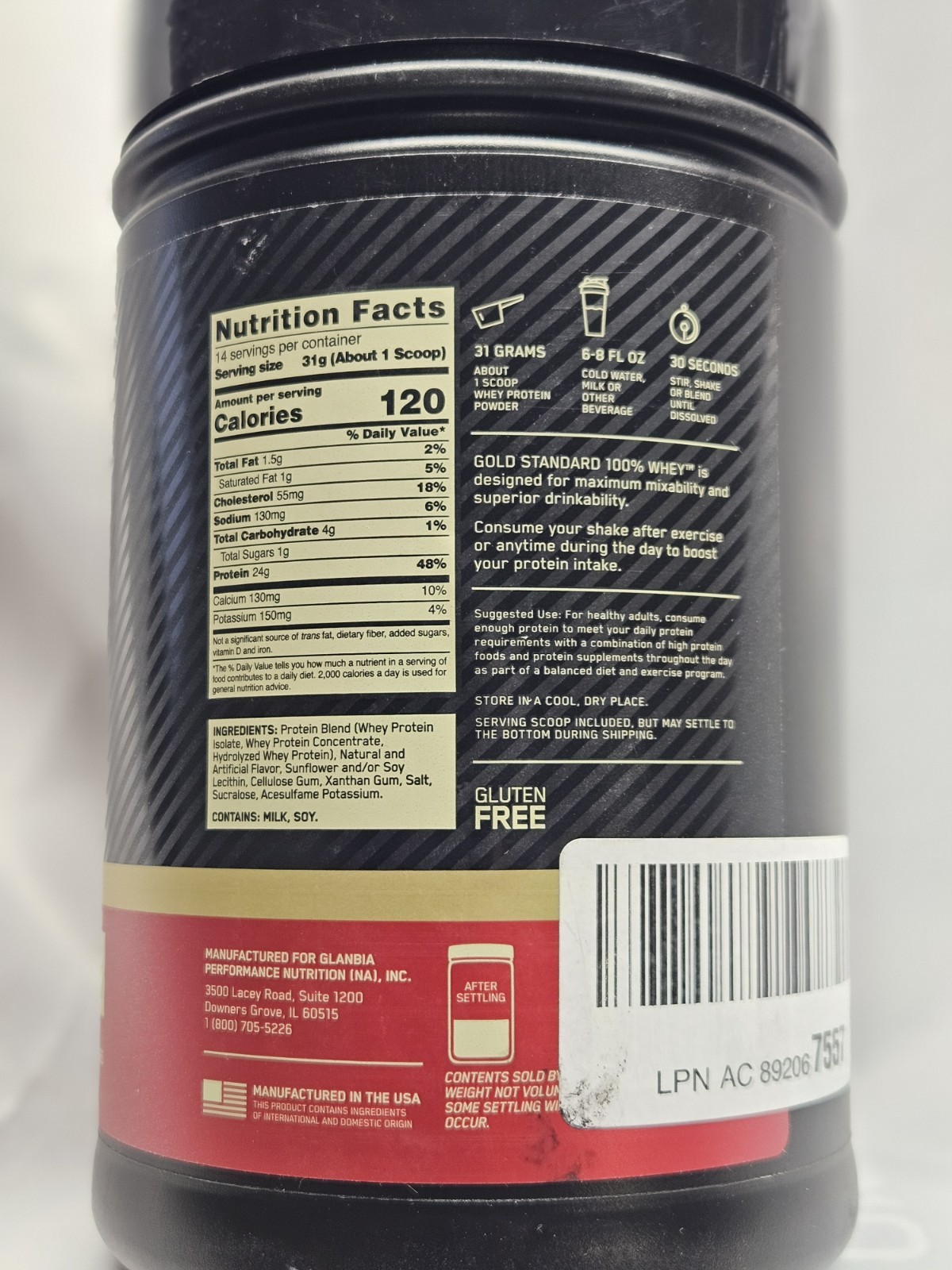 Optimum Nutrition Gold Standard Whey Protein – Vanilla Ice Cream- Size: 15.3 oz