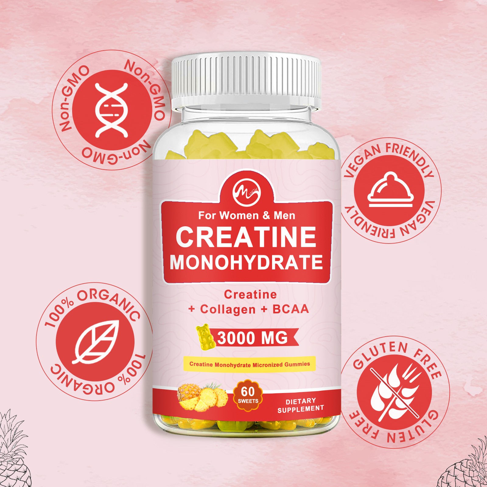 Creatine Monohydrate Gummies Increase Strength Muscle Gain Enhance Performance